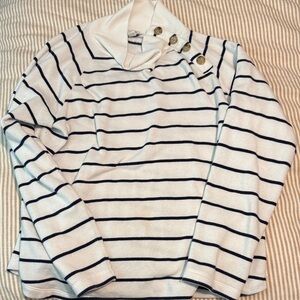 J. Crew White and Navy Striped Sweatshirt